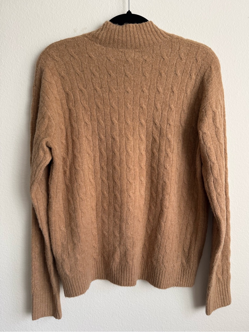 J.Crew Extra-Soft Cable Knit Mock Neck Sweater Tan Wool Blend - Picture 2 of 10